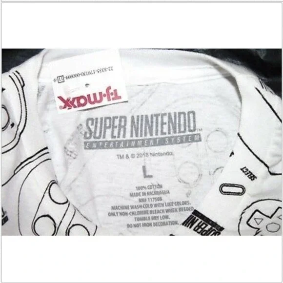 SNES Super‎ Nintendo Mens Controllers Retro Game Tee T-Shirt Size Large